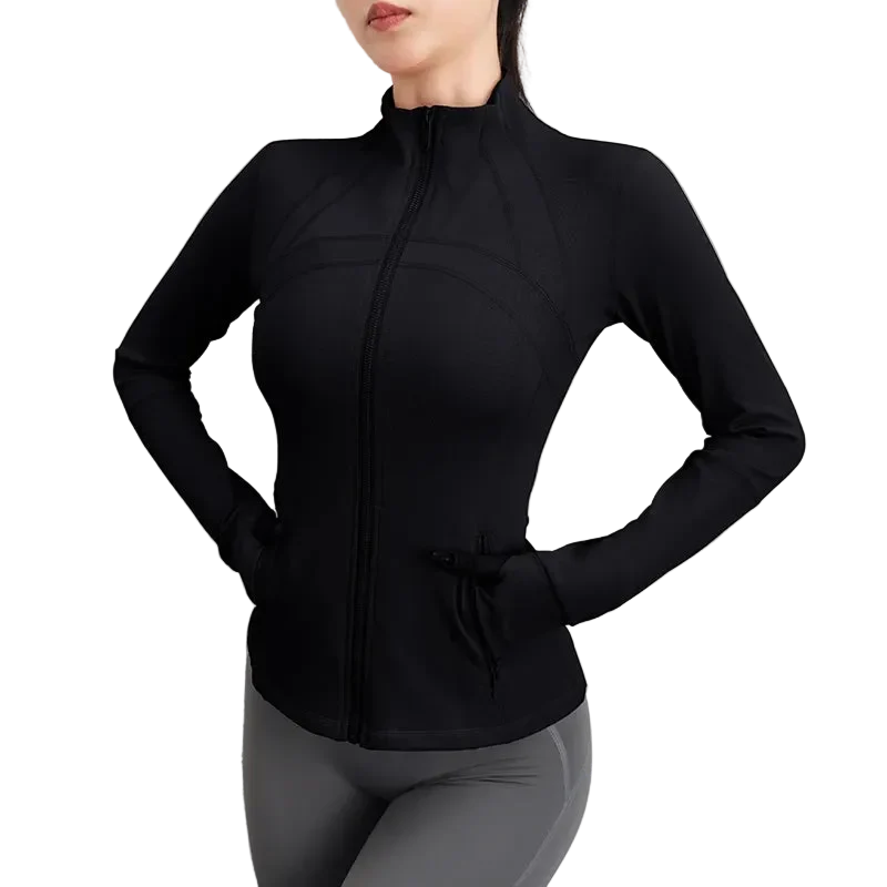 Schmale Yoga-Sportjacke, langärmeliges Oberteil für Laufen und Fitness