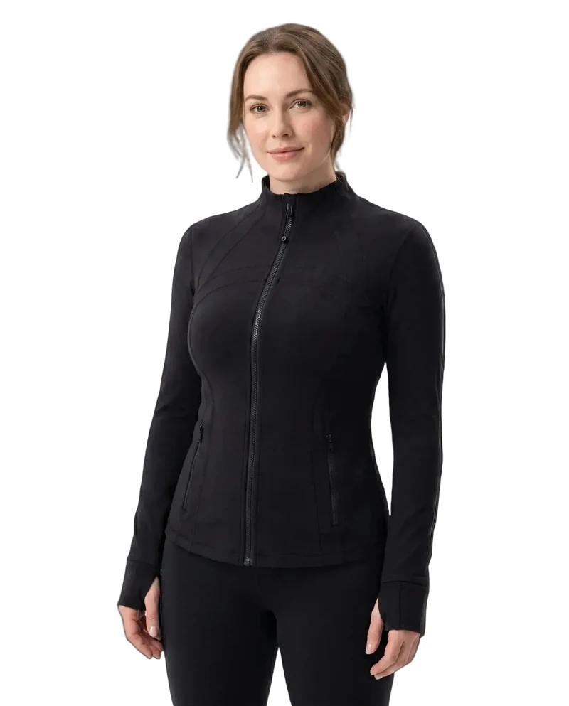Schmale Yoga-Sportjacke, langärmeliges Oberteil für Laufen und Fitness