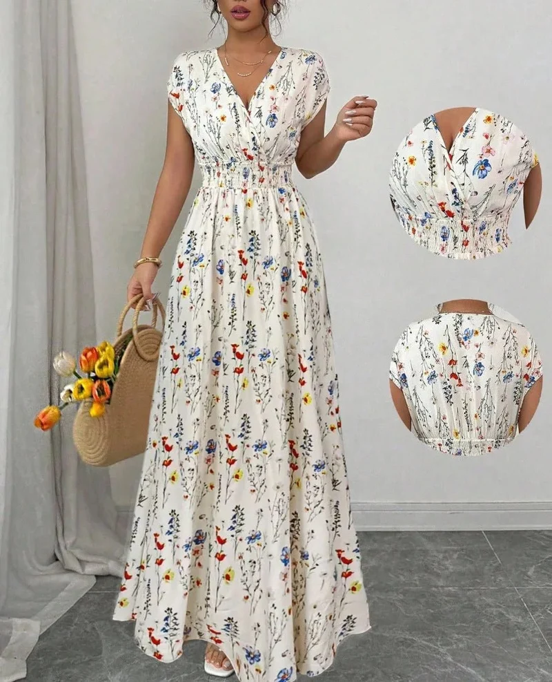 Verleihen Sie Ihrem Sommer-Look mit unserem Damen-Sommerkleid mit V-Ausschnitt das gewisse Etwas.