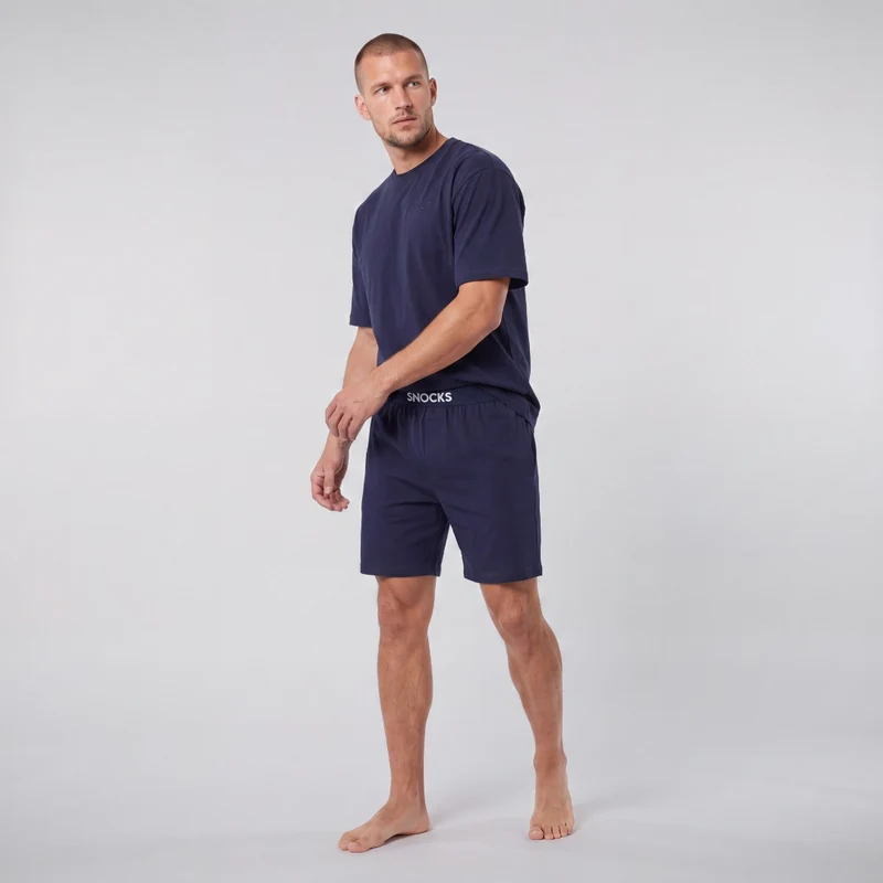 Schlafanzug Set Herren kurz | Dunkelblau