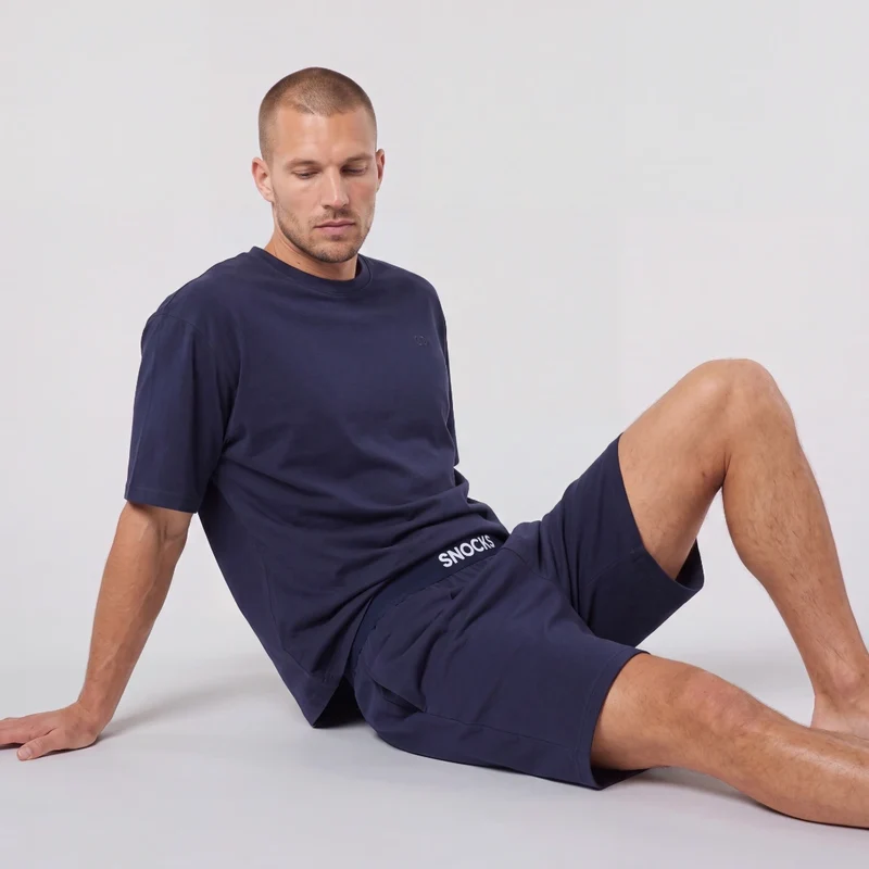 Schlafanzug Set Herren kurz | Dunkelblau