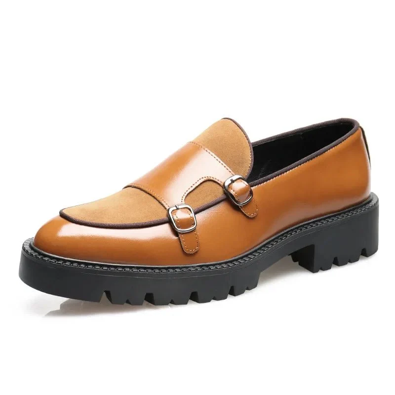 Herren-Lederslipper mit dicker Sohle im britischen Stil, schwarz, formell, Business, zum Hineinschlüpfen, Freizeitschuhe, große Größe 46