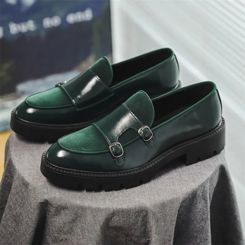 Herren-Lederslipper mit dicker Sohle im britischen Stil, schwarz, formell, Business, zum Hineinschlüpfen, Freizeitschuhe, große Größe 46