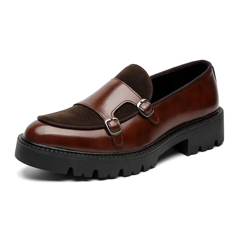 Herren-Lederslipper mit dicker Sohle im britischen Stil, schwarz, formell, Business, zum Hineinschlüpfen, Freizeitschuhe, große Größe 46