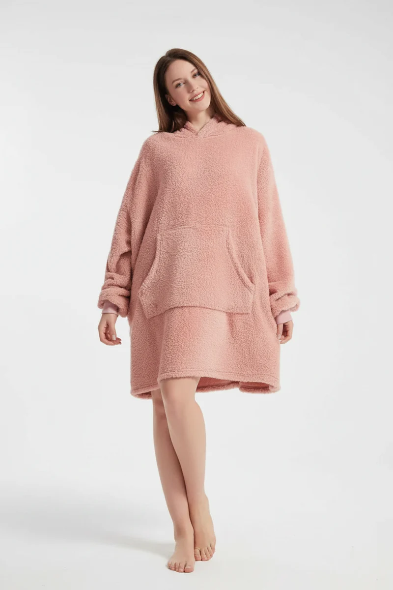 Winter-Hoodie-Decke – Doppelseitiges Fleece-Sweatshirt mit großer Tasche für Paare