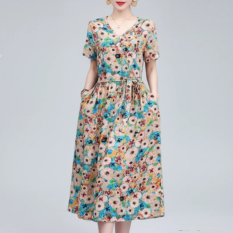 Mühelos schicke Vintage-Sommerkleider mit V-Ausschnitt für Damen