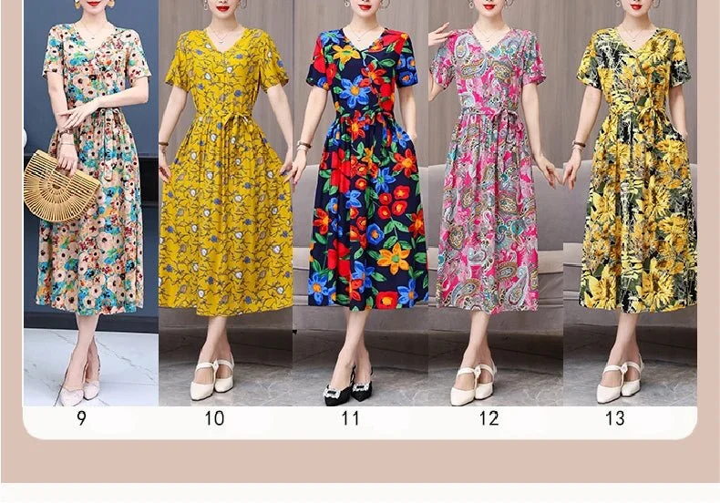 Mühelos schicke Vintage-Sommerkleider mit V-Ausschnitt für Damen
