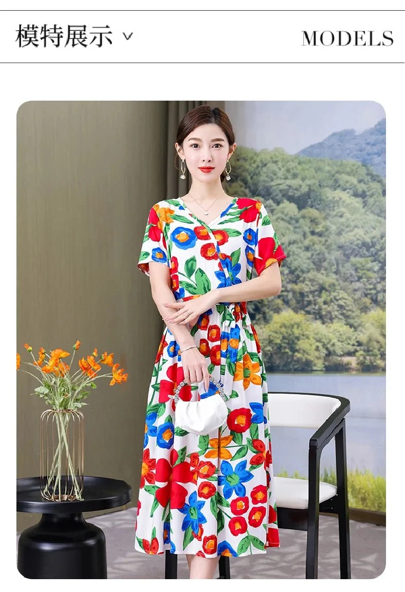 Mühelos schicke Vintage-Sommerkleider mit V-Ausschnitt für Damen