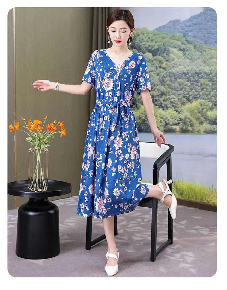 Mühelos schicke Vintage-Sommerkleider mit V-Ausschnitt für Damen