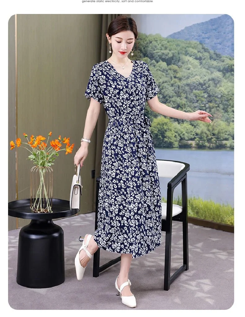 Mühelos schicke Vintage-Sommerkleider mit V-Ausschnitt für Damen