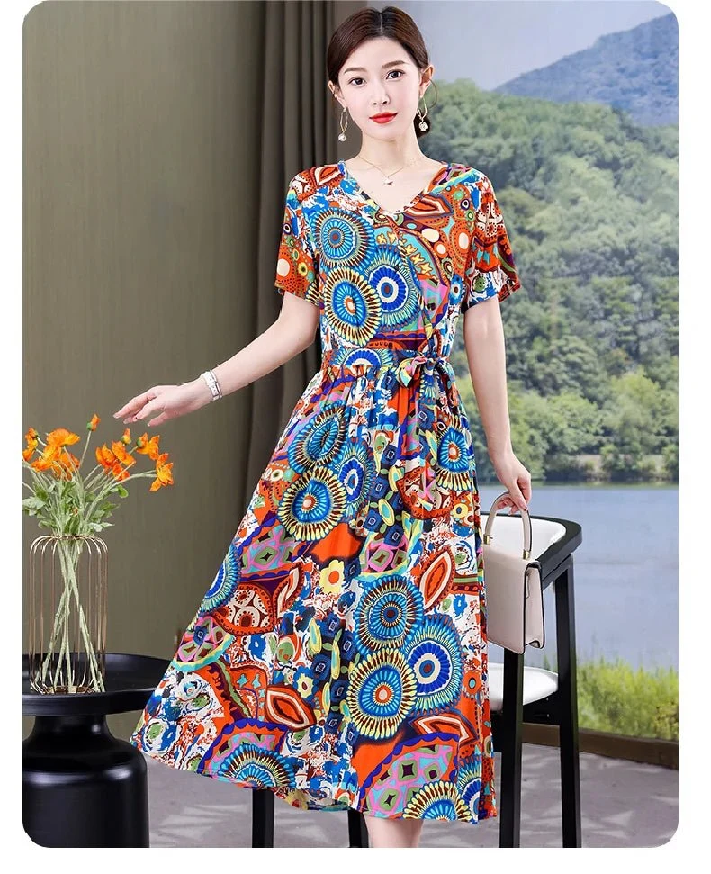 Mühelos schicke Vintage-Sommerkleider mit V-Ausschnitt für Damen