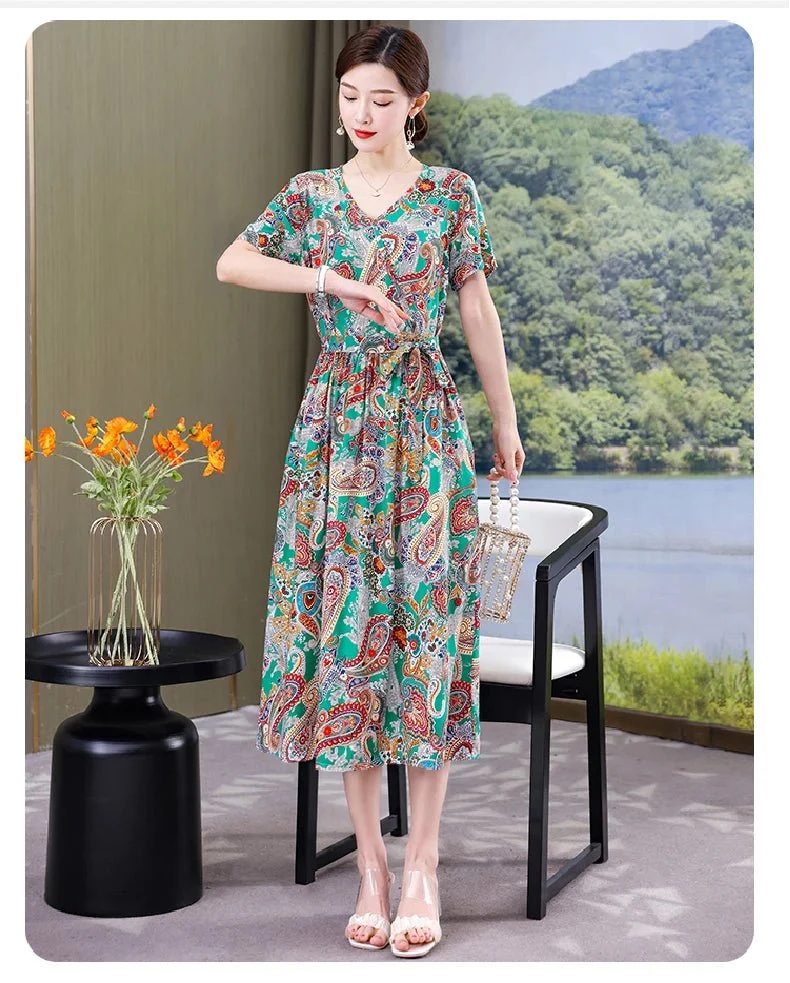 Mühelos schicke Vintage-Sommerkleider mit V-Ausschnitt für Damen