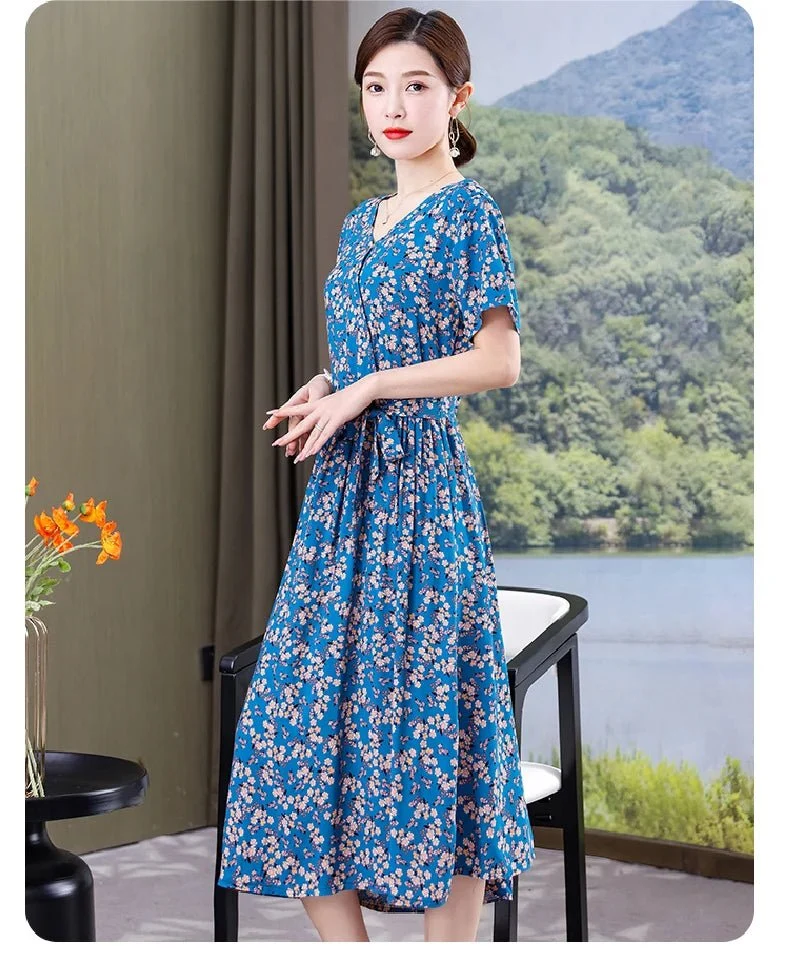 Mühelos schicke Vintage-Sommerkleider mit V-Ausschnitt für Damen