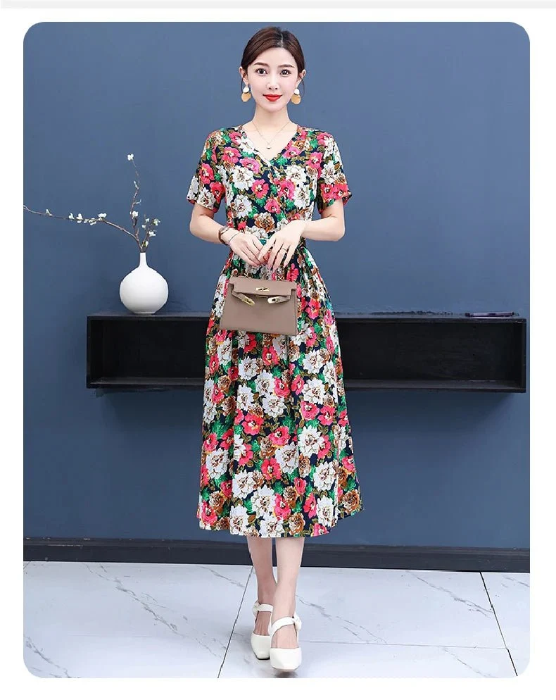 Mühelos schicke Vintage-Sommerkleider mit V-Ausschnitt für Damen