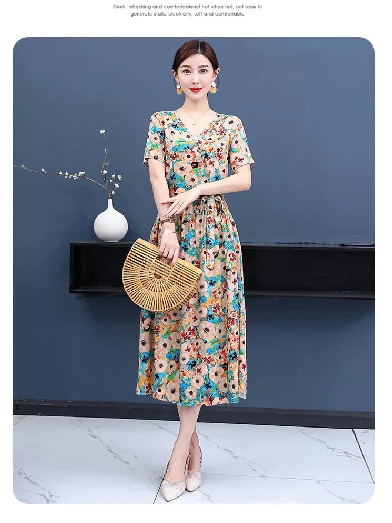 Mühelos schicke Vintage-Sommerkleider mit V-Ausschnitt für Damen