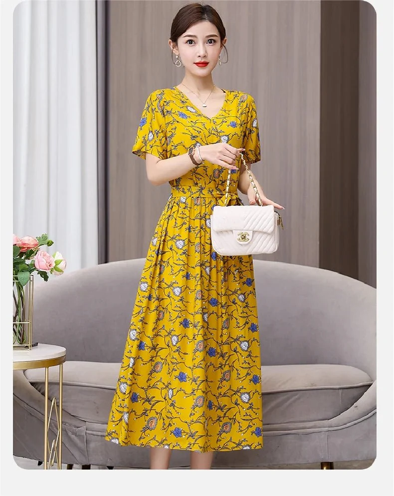 Mühelos schicke Vintage-Sommerkleider mit V-Ausschnitt für Damen