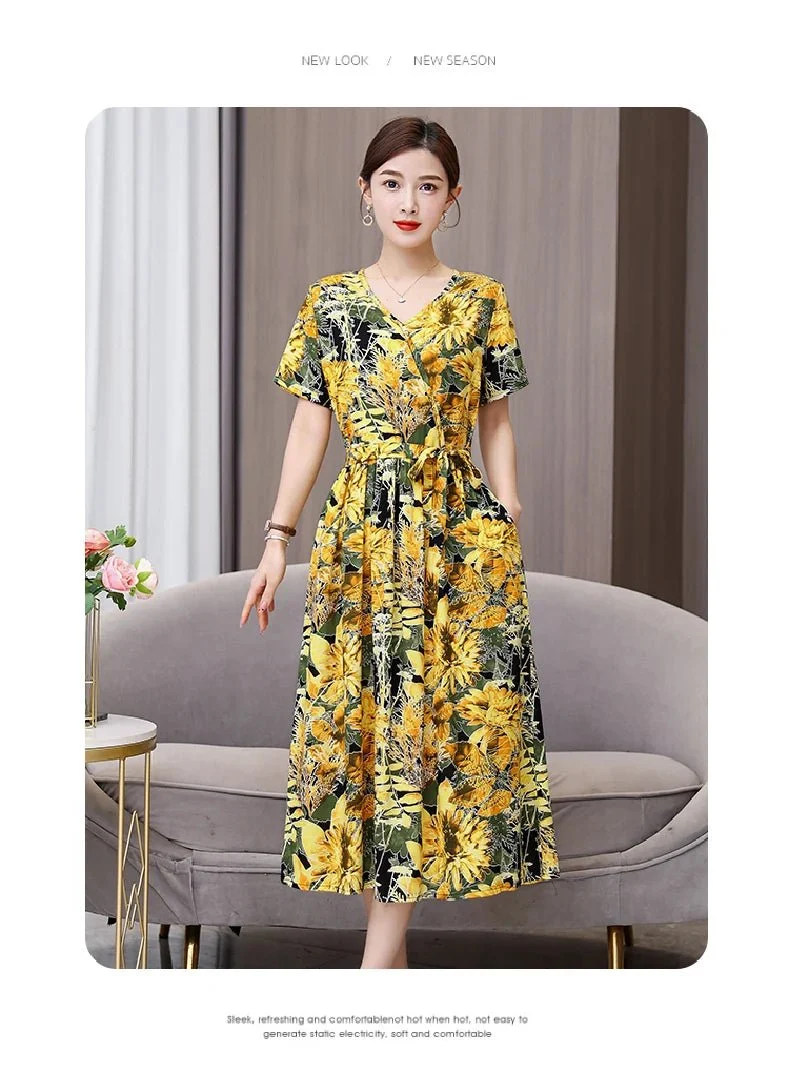 Mühelos schicke Vintage-Sommerkleider mit V-Ausschnitt für Damen