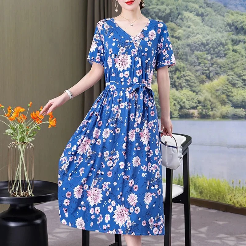 Mühelos schicke Vintage-Sommerkleider mit V-Ausschnitt für Damen