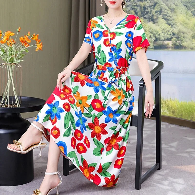 Mühelos schicke Vintage-Sommerkleider mit V-Ausschnitt für Damen