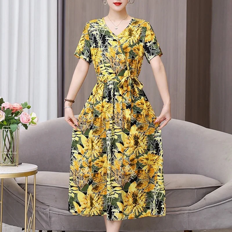 Mühelos schicke Vintage-Sommerkleider mit V-Ausschnitt für Damen