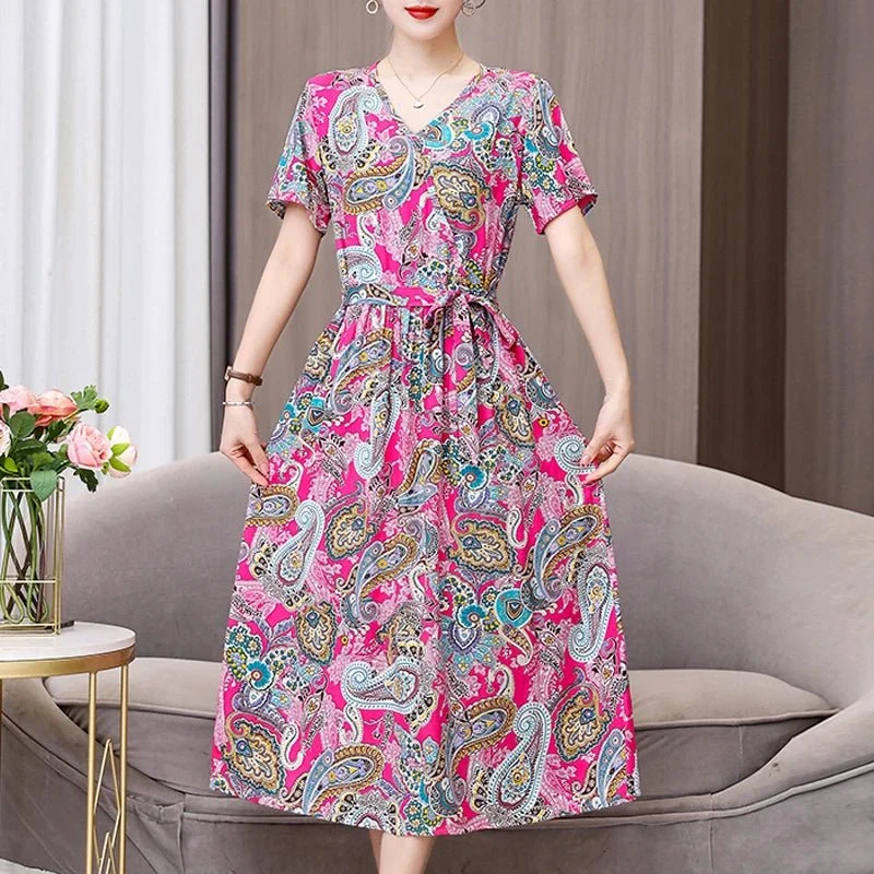 Mühelos schicke Vintage-Sommerkleider mit V-Ausschnitt für Damen