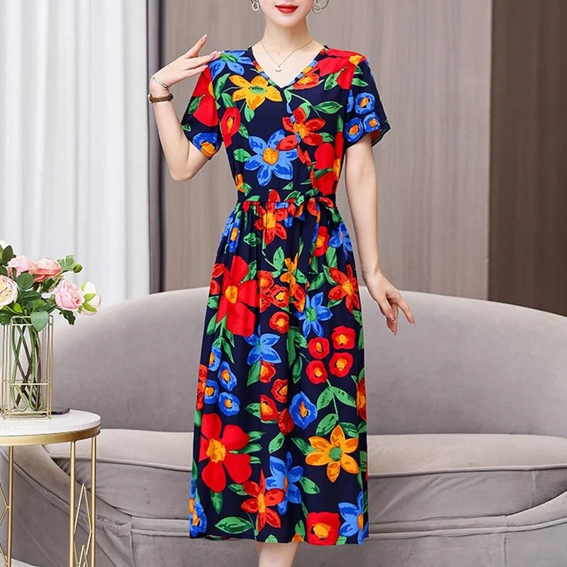 Mühelos schicke Vintage-Sommerkleider mit V-Ausschnitt für Damen