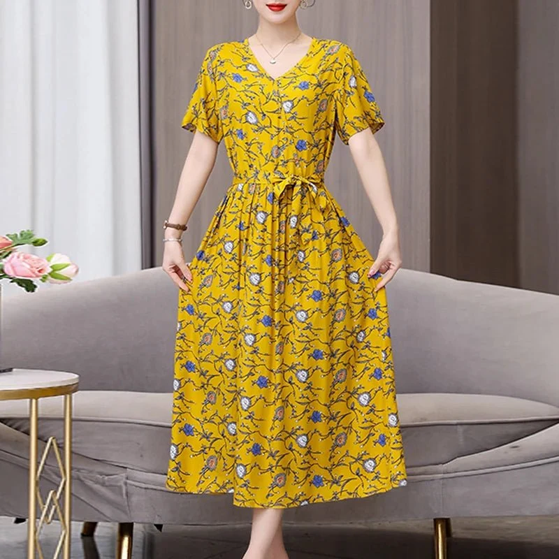 Mühelos schicke Vintage-Sommerkleider mit V-Ausschnitt für Damen