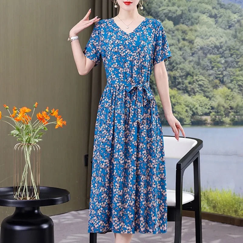 Mühelos schicke Vintage-Sommerkleider mit V-Ausschnitt für Damen