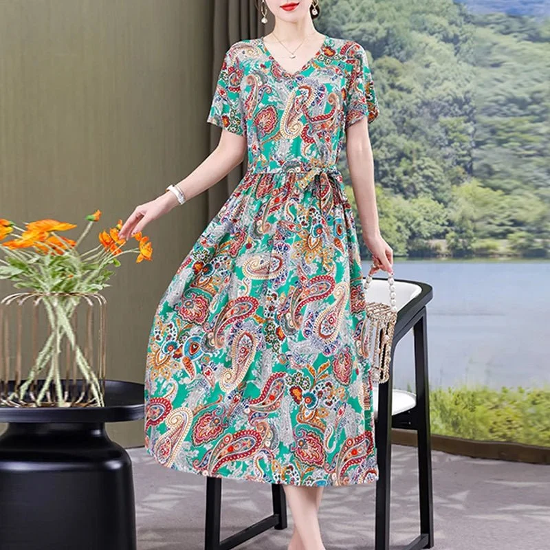 Mühelos schicke Vintage-Sommerkleider mit V-Ausschnitt für Damen