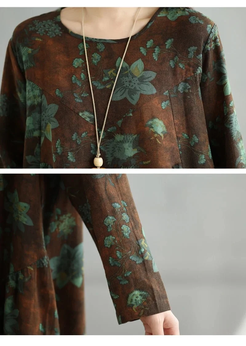 Elegantes Vintage-Kleid mit Blumenmuster für Damen – perfekt für Frühling und Herbst
