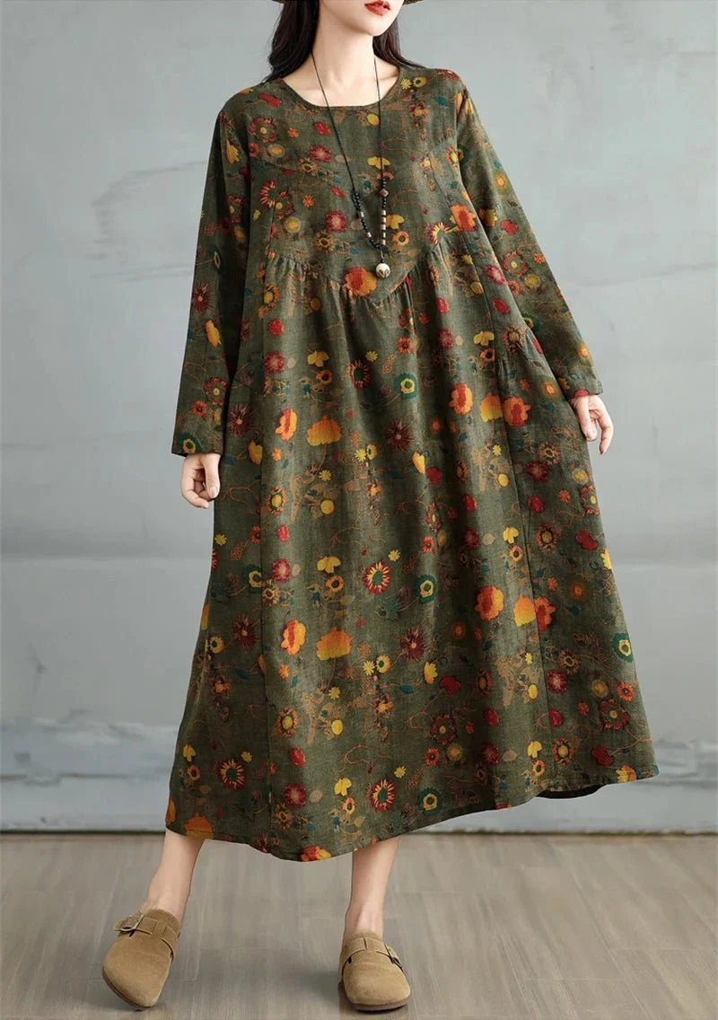 Elegantes Vintage-Kleid mit Blumenmuster für Damen – perfekt für Frühling und Herbst