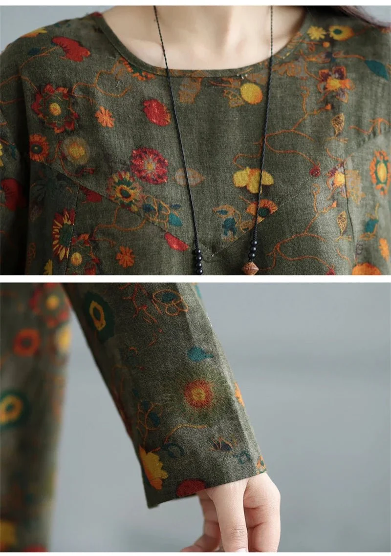 Elegantes Vintage-Kleid mit Blumenmuster für Damen – perfekt für Frühling und Herbst