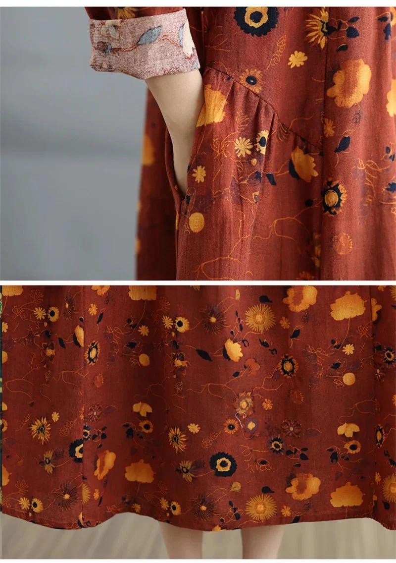 Elegantes Vintage-Kleid mit Blumenmuster für Damen – perfekt für Frühling und Herbst