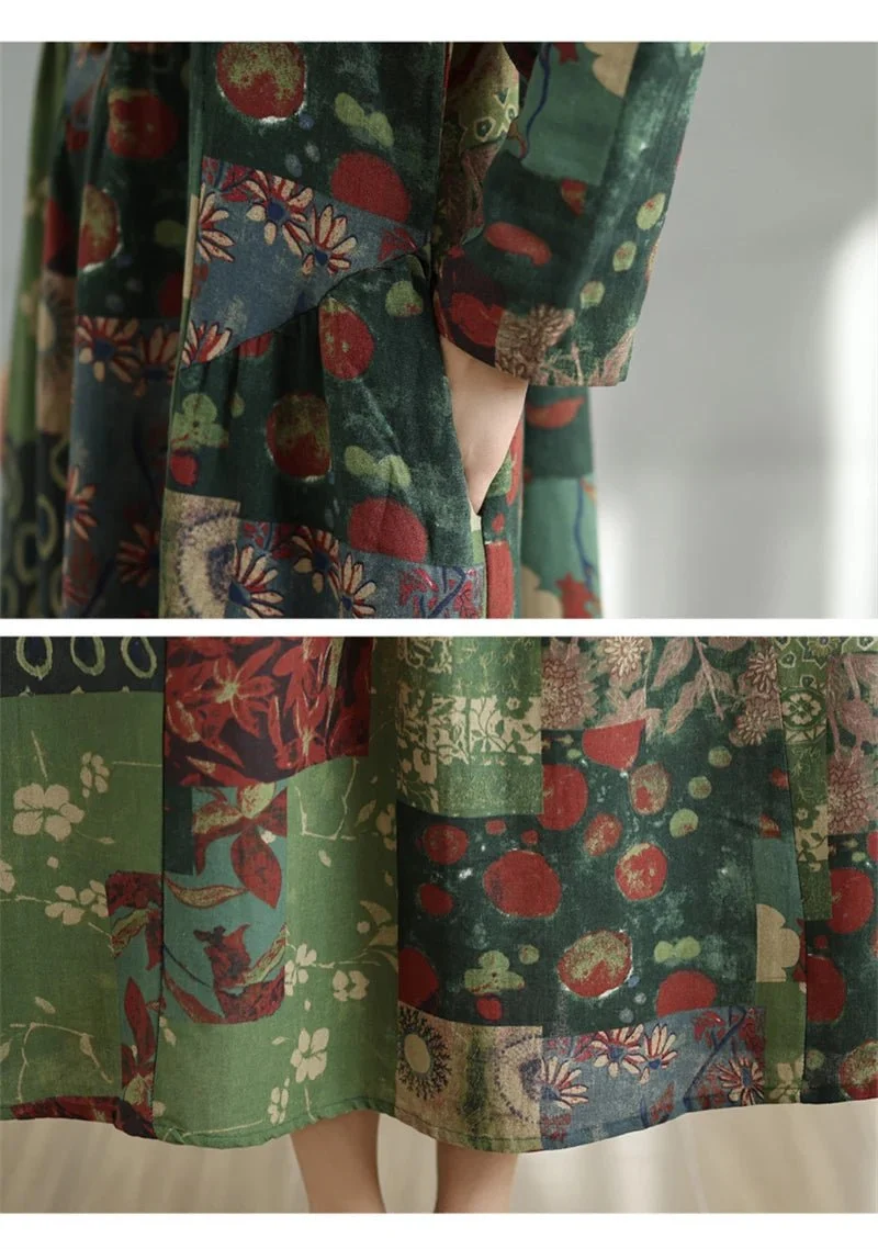 Elegantes Vintage-Kleid mit Blumenmuster für Damen – perfekt für Frühling und Herbst