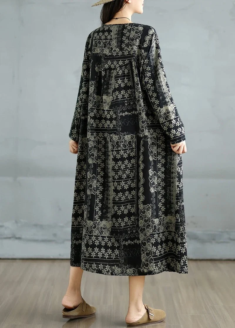 Elegantes Vintage-Kleid mit Blumenmuster für Damen – perfekt für Frühling und Herbst