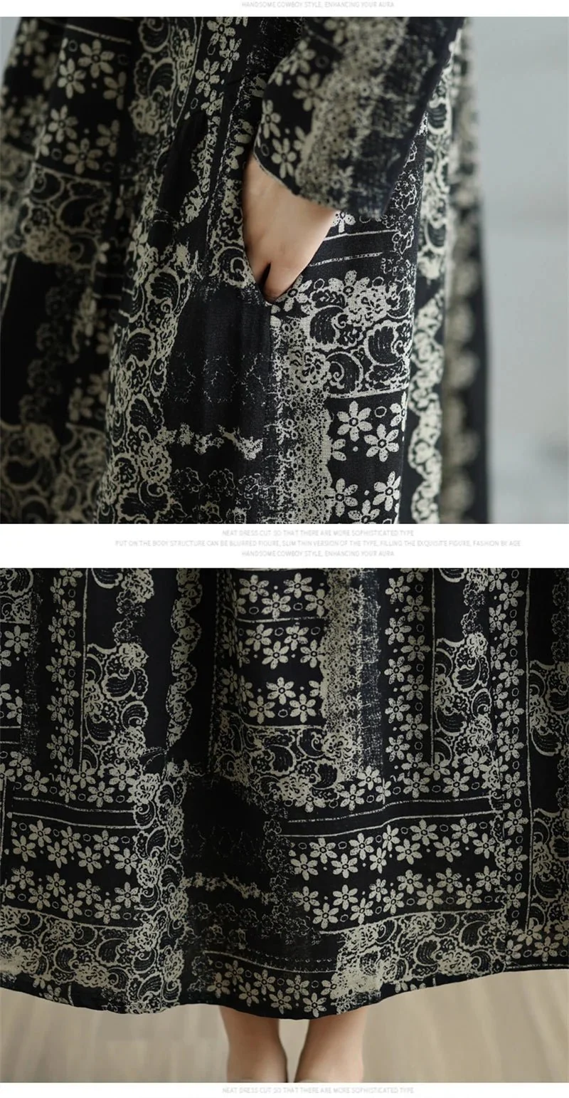 Elegantes Vintage-Kleid mit Blumenmuster für Damen – perfekt für Frühling und Herbst