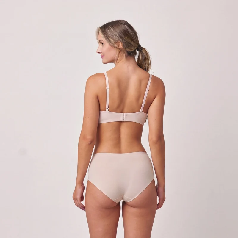 Microfiber High Waist Seamless Hipster | Beige