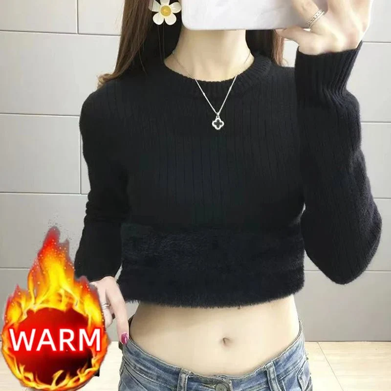 Eleganter Samt-Rollkragenpullover für Damen – Warmes Winteroberteil