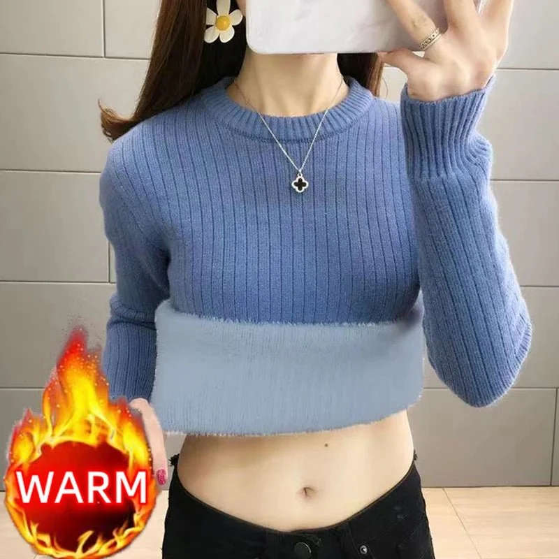 Eleganter Samt-Rollkragenpullover für Damen – Warmes Winteroberteil