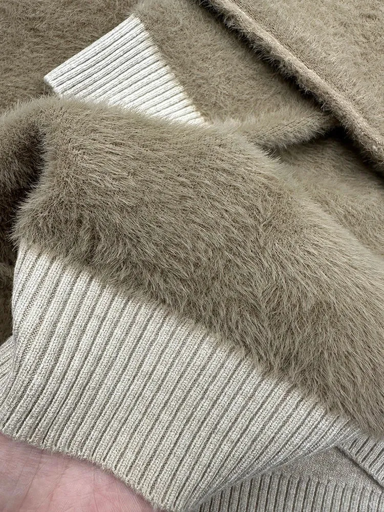 Koreanischer Samtpullover mit Rollkragen für Damen – Dick gestrickter Pullover