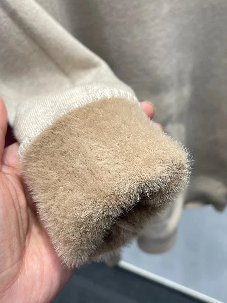 Koreanischer Samtpullover mit Rollkragen für Damen – Dick gestrickter Pullover