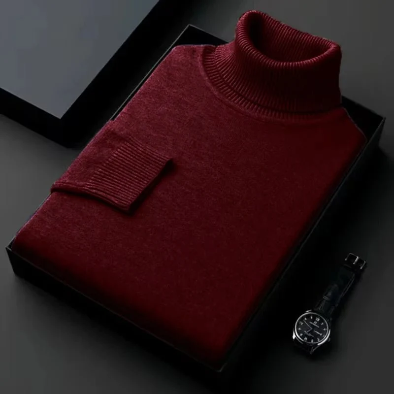 Herren-Rollkragenpullover – Leichter, einfarbiger Strickpullover