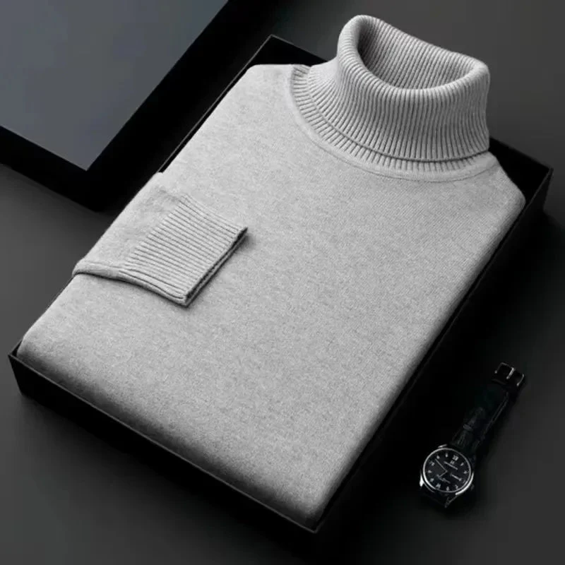 Herren-Rollkragenpullover – Leichter, einfarbiger Strickpullover