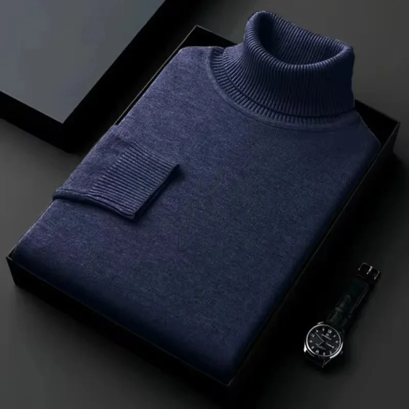 Herren-Rollkragenpullover – Leichter, einfarbiger Strickpullover
