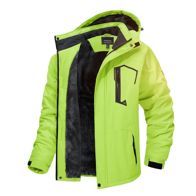 TACVASEN Herren-Wanderjacke mit Fleecefutter, abnehmbarer Kapuze, ideal für Ski, Snowboard und Winter.