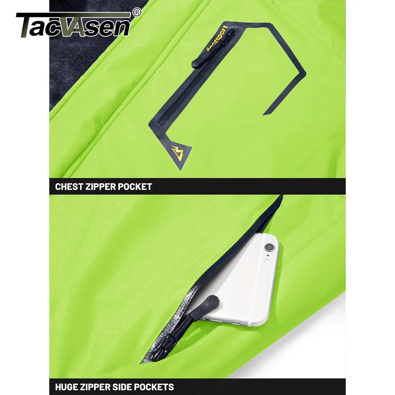 TACVASEN Herren-Wanderjacke mit Fleecefutter, abnehmbarer Kapuze, ideal für Ski, Snowboard und Winter.