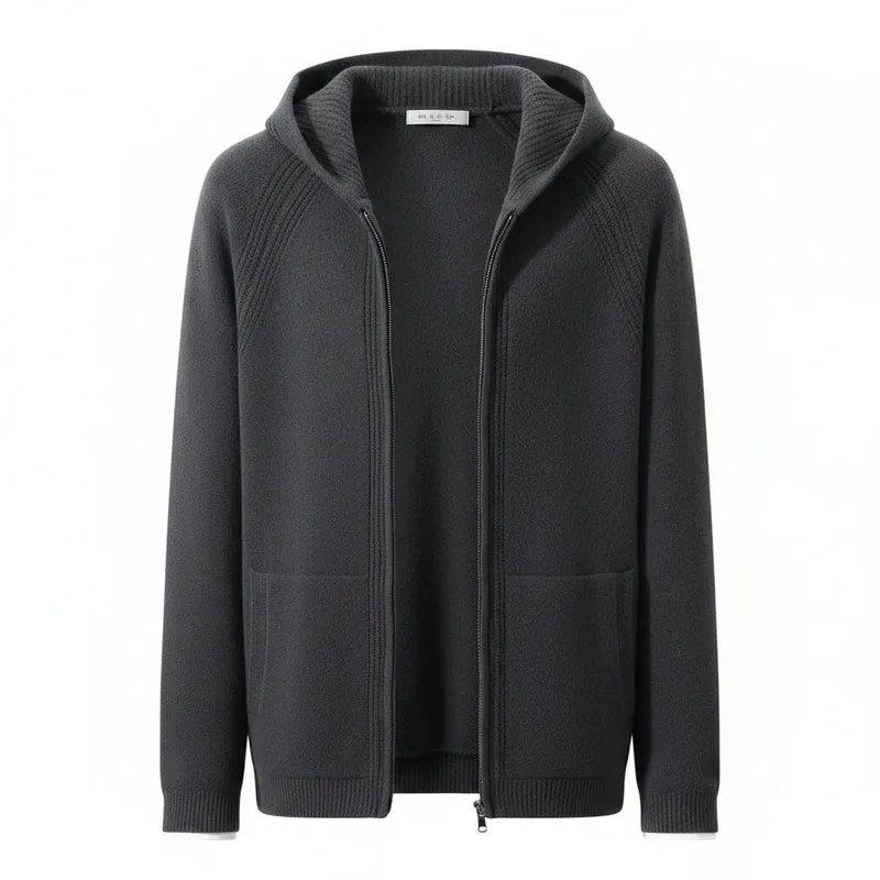 Herren-Strickjacke aus Merinowolle – 100 % reine, warme Strickjacke mit Reißverschluss und Taschen