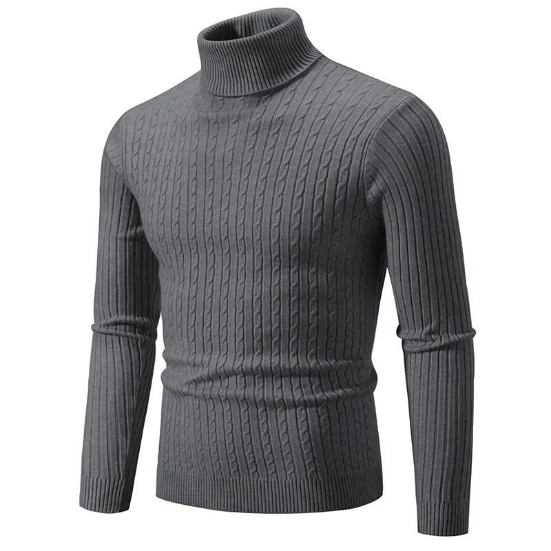 Herren-Rollkragenpullover – Unifarbener Pullover für winterlichen Outdoor-Komfort