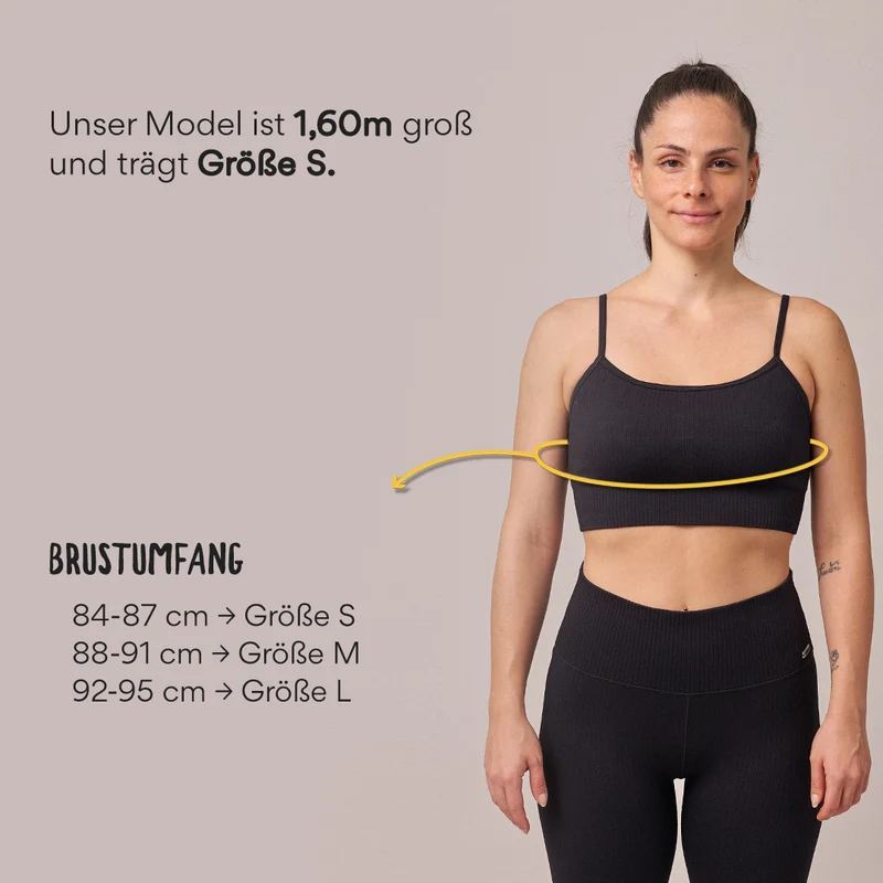 Gerippter Sport-BH | Schwarz