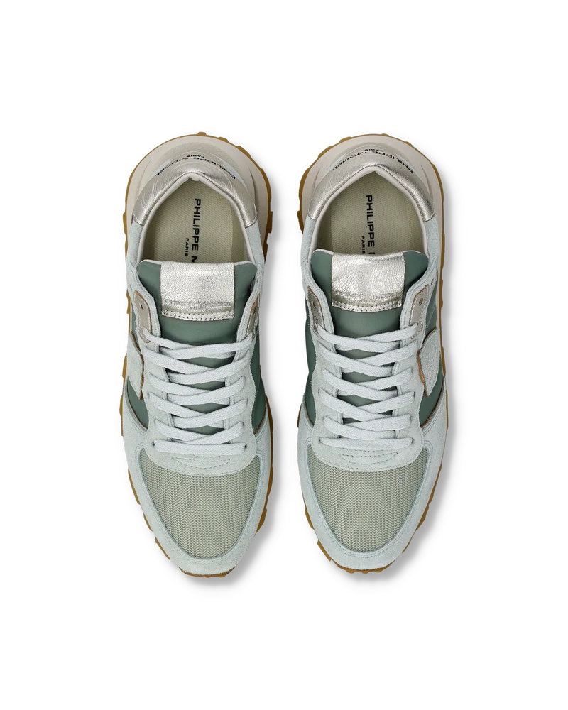 Sneakers Tropez Haute Women with metallic details, Aquamarine